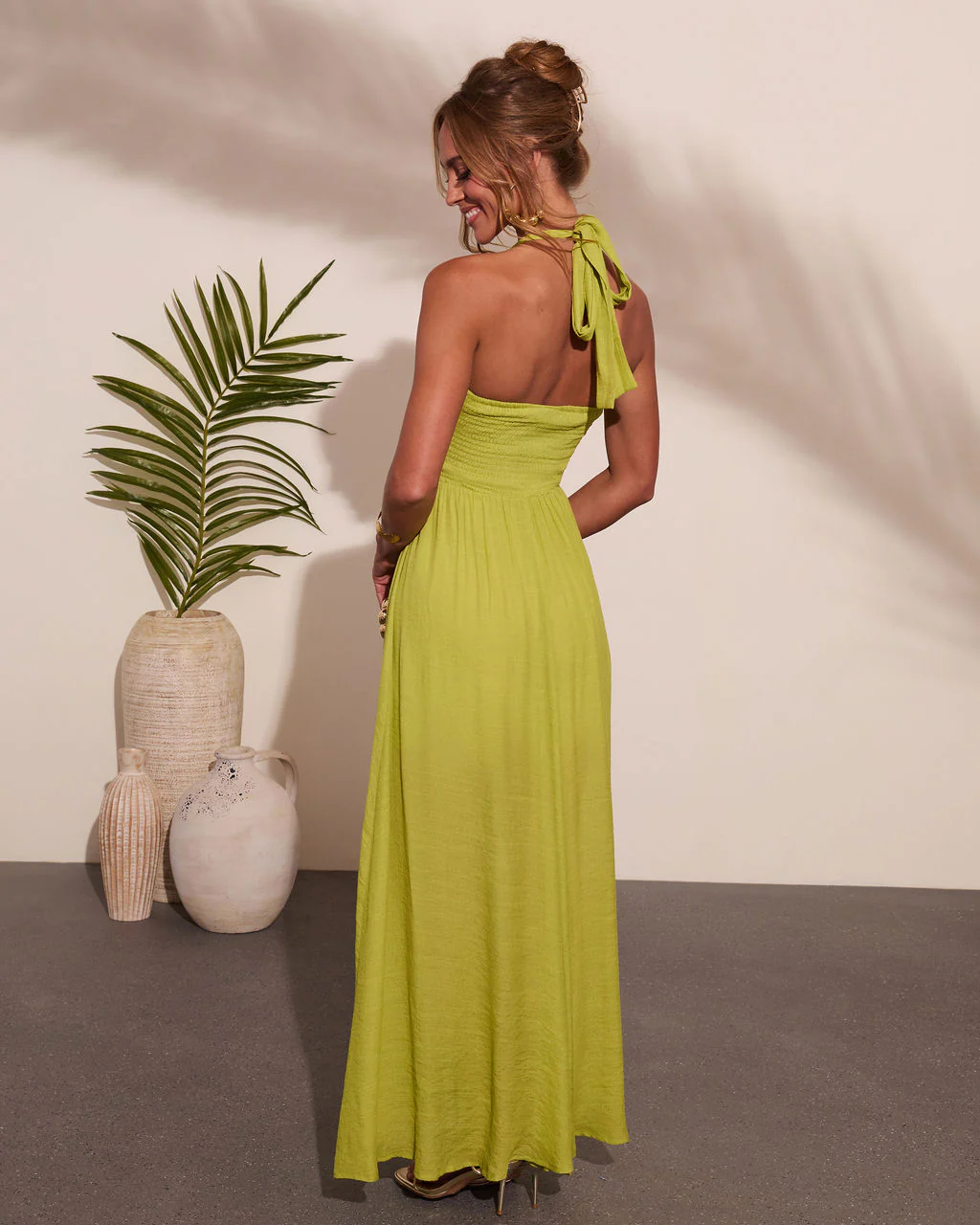 Elmhurst Ruched Halter Maxi Dress - Image 4