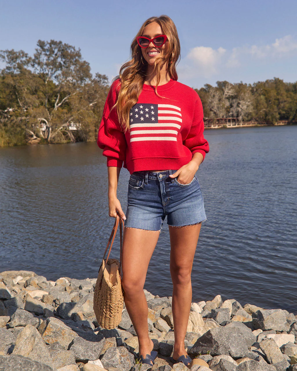 Elouise Cropped Flag Crewneck Sweater - Image 2