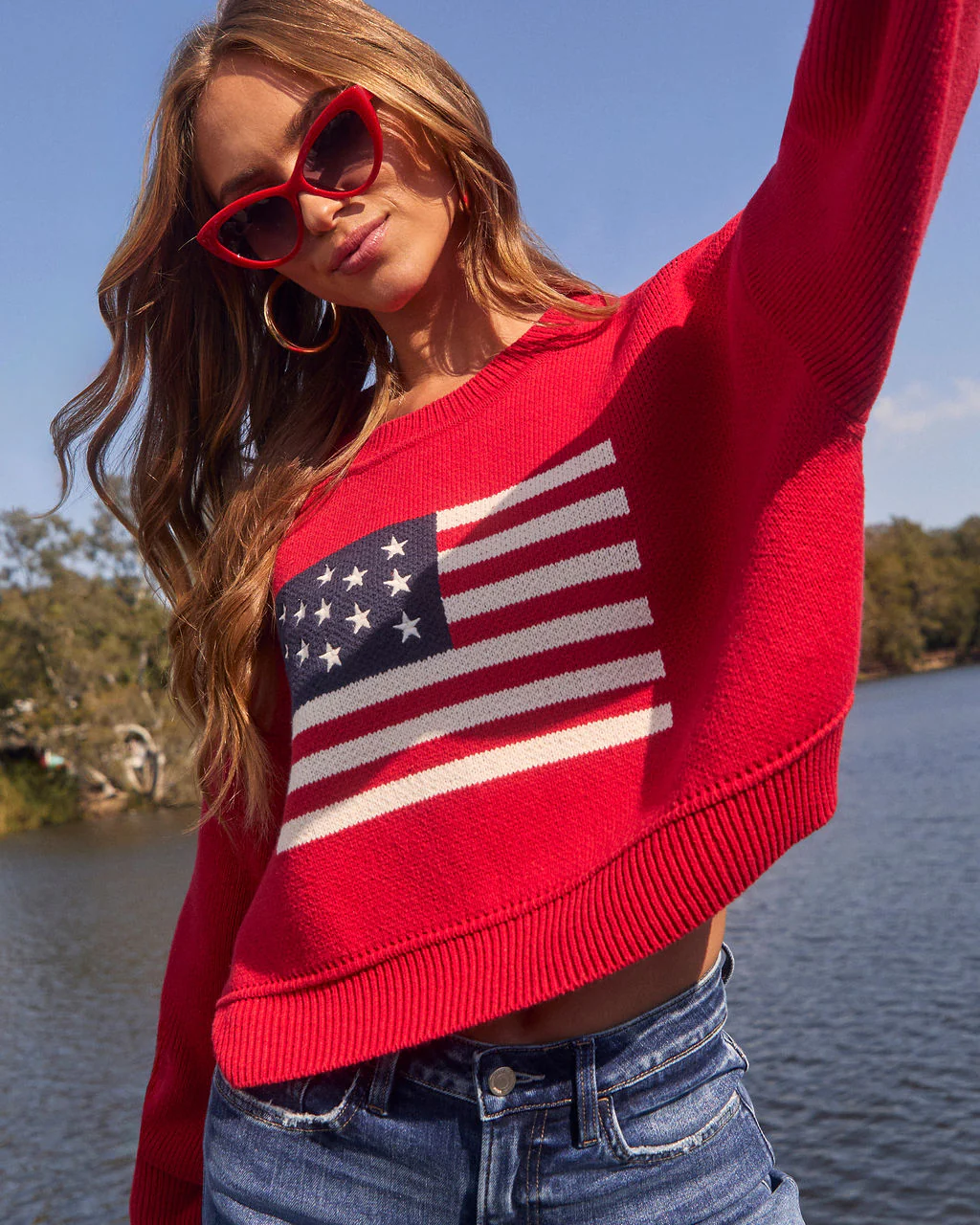 Elouise Cropped Flag Crewneck Sweater - Image 6