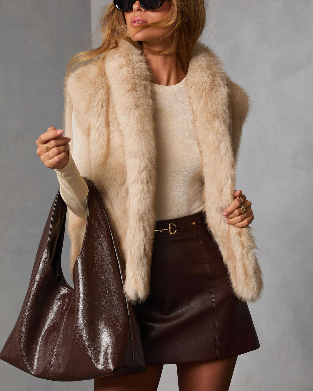 Elowen Sage Faux Fur Vest - Image 5