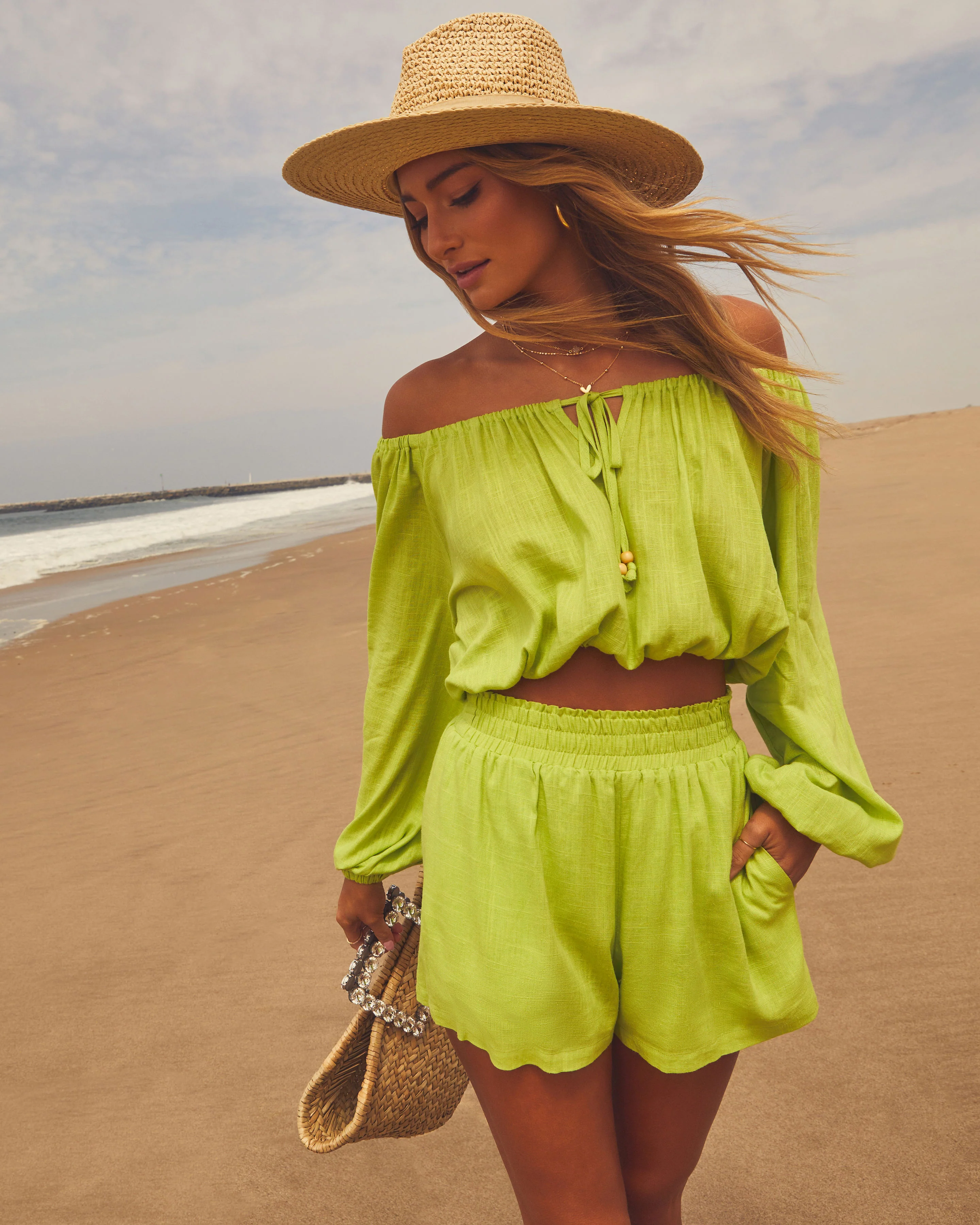 Elysia Off The Shoulder Long Sleeve Crop Top - Image 19