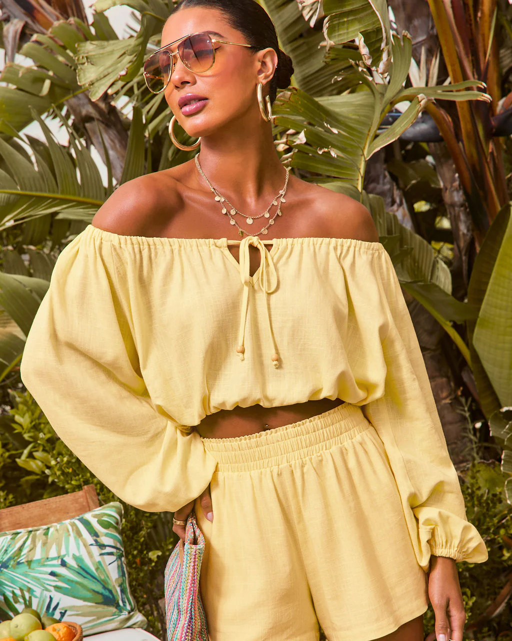 Elysia Off The Shoulder Long Sleeve Crop Top - Image 9
