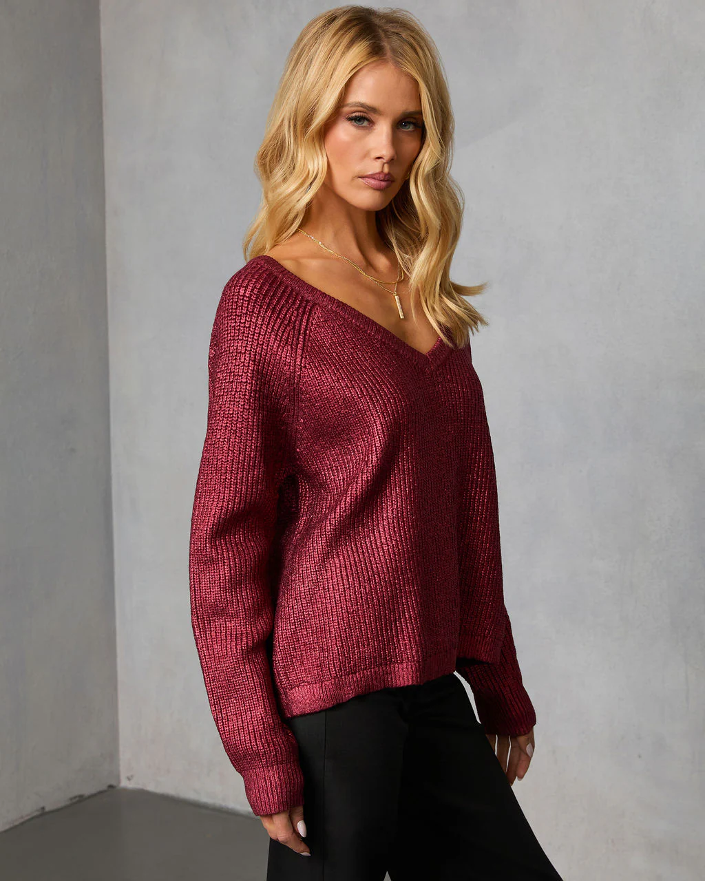 Elzah Ribbed Metallic Sweater - Image 3