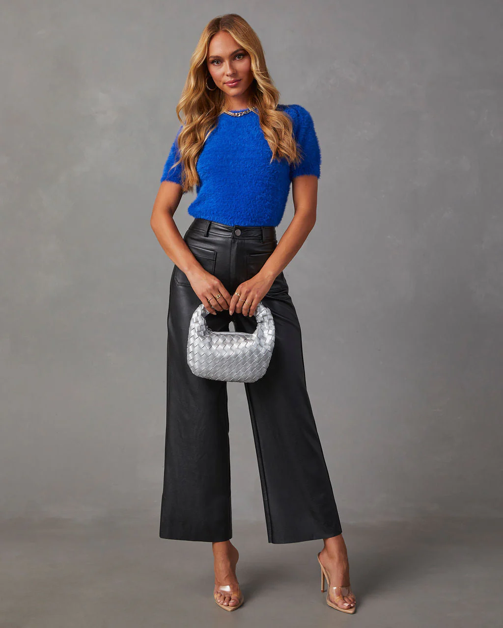 Emanuelle Fuzzy Short Sleeve Sweater Top - Image 14