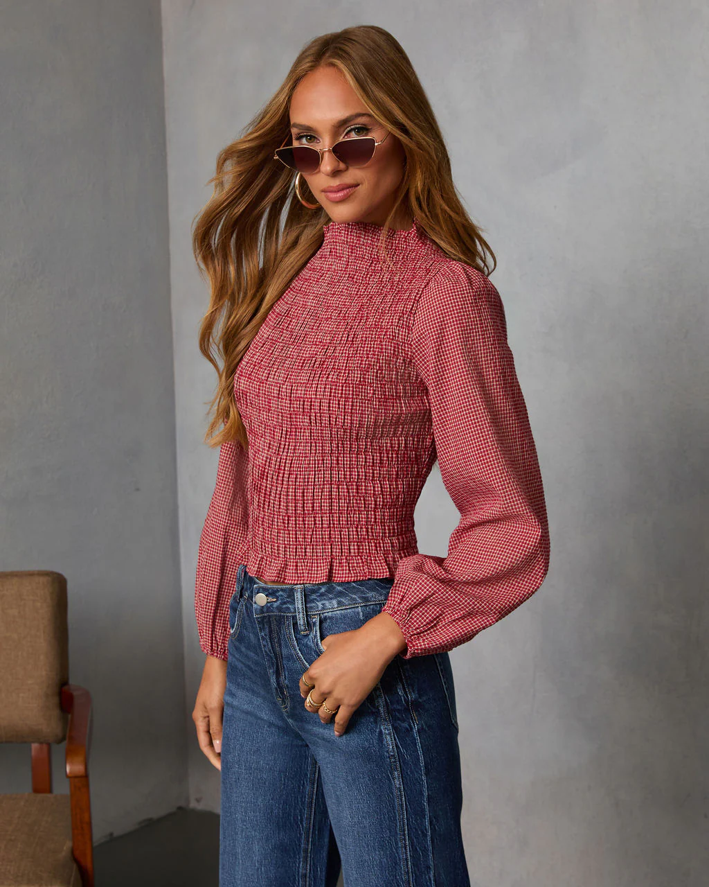 Emberlin Smocked Mock Neck Top - Image 3