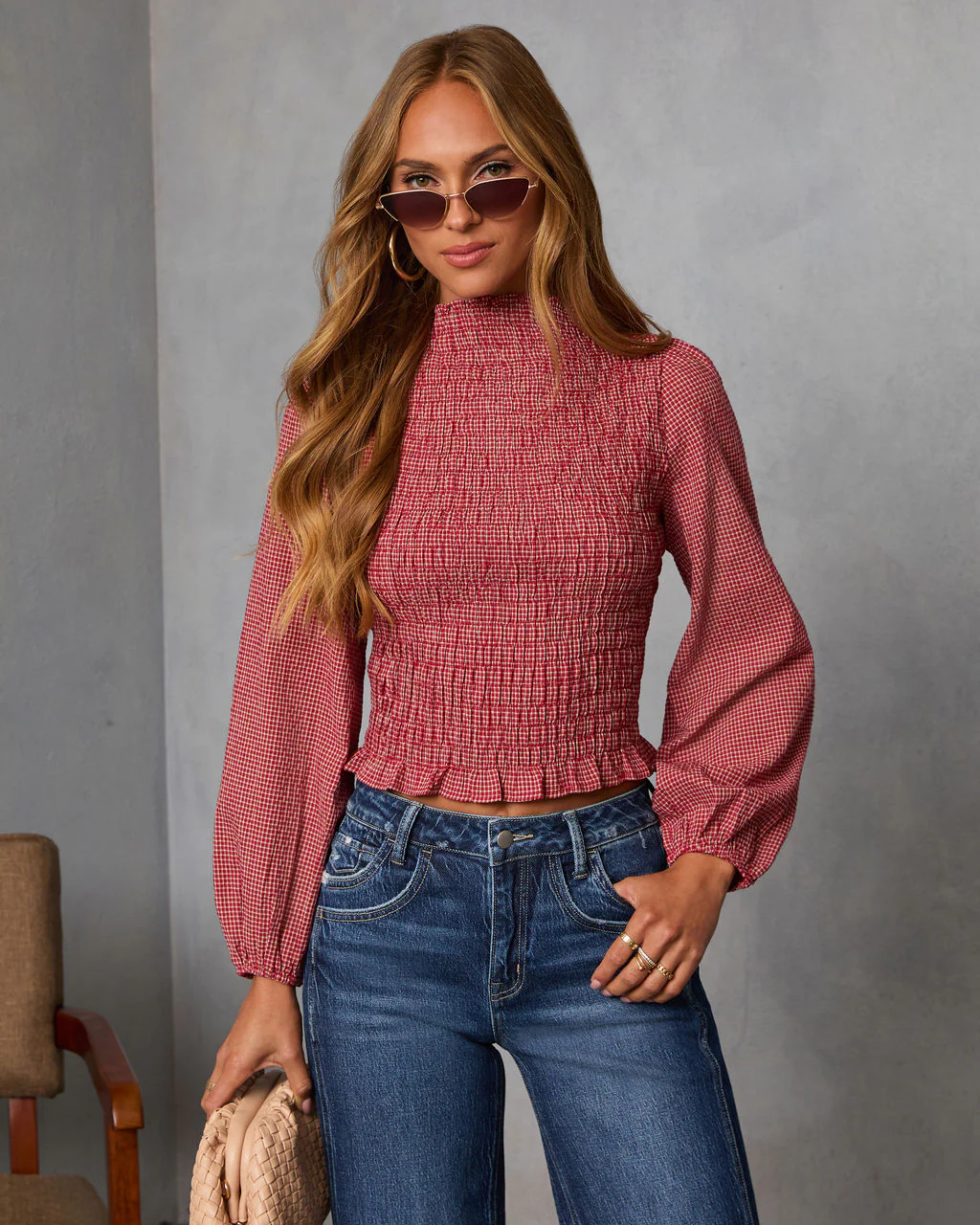 Emberlin Smocked Mock Neck Top - Image 5