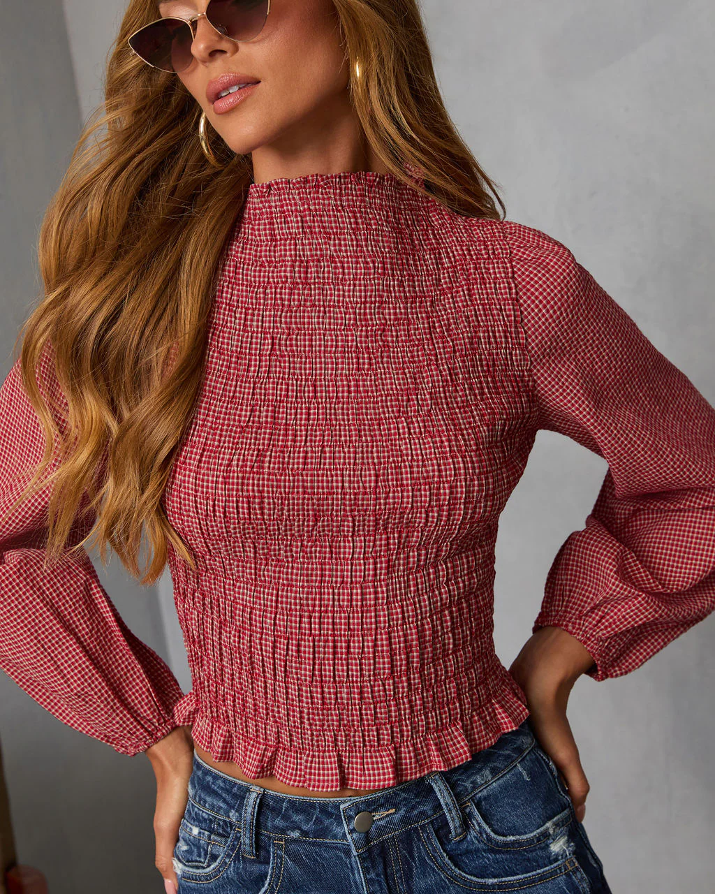 Emberlin Smocked Mock Neck Top - Image 6