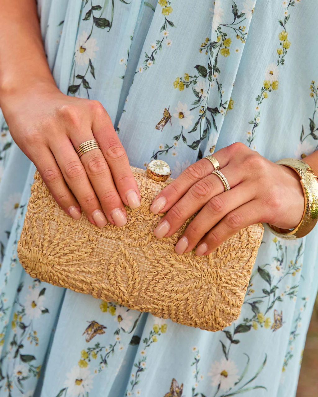 Emersen Floral Embroidered Straw Clutch - Image 5