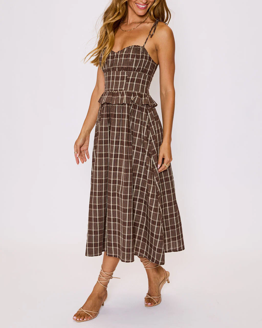 Emma Plaid Midi Dress - Image 3