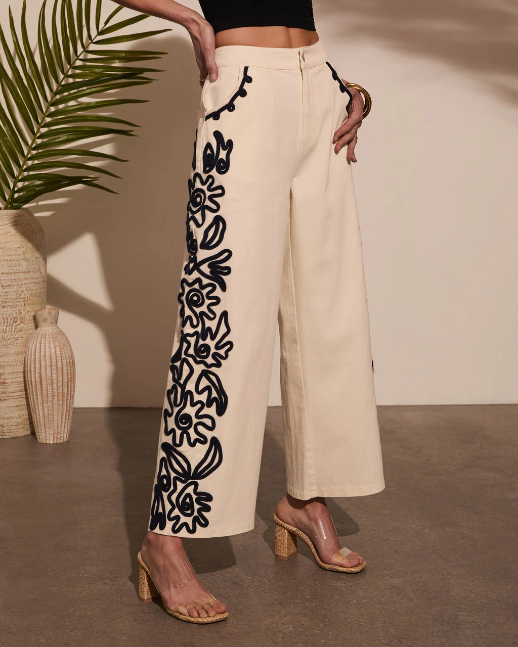 Emmerson Embroidery Wide Leg Denim - Image 3