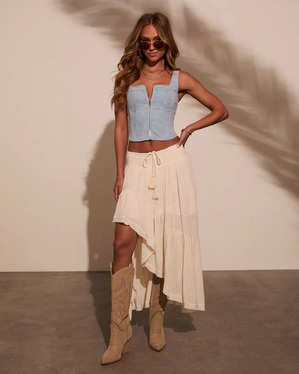 Emmie Embossed Denim Top - Image 6