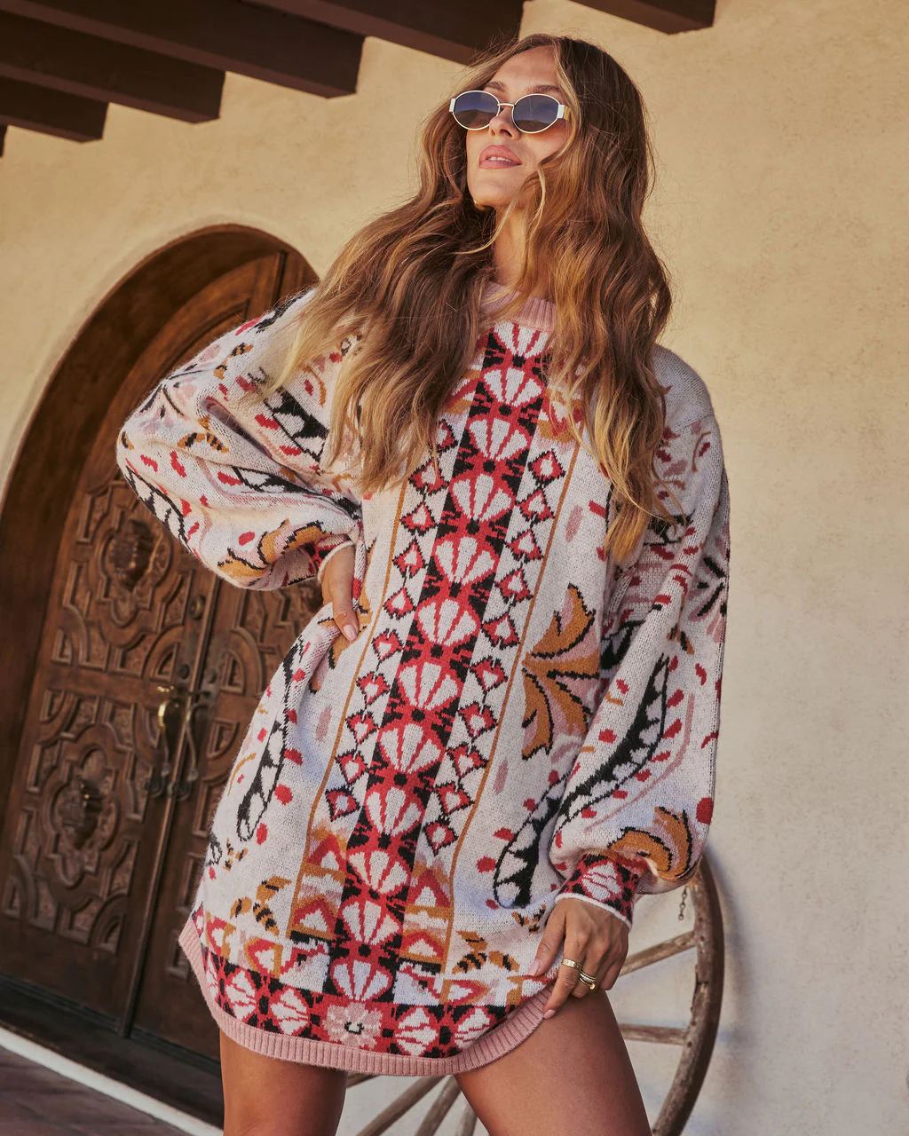 End of Light Abstract Print Mini Sweater Dress - Image 3