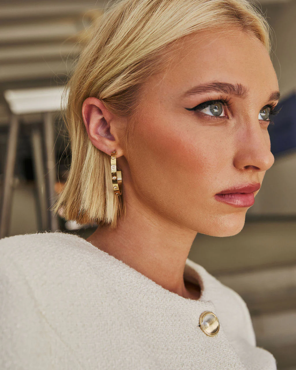 Endless Love Rhinestone Studded Hoops - Image 3