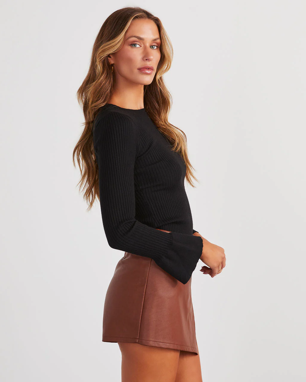 Esen Ribbed Bell Sleeve Knit Sweater - Image 4