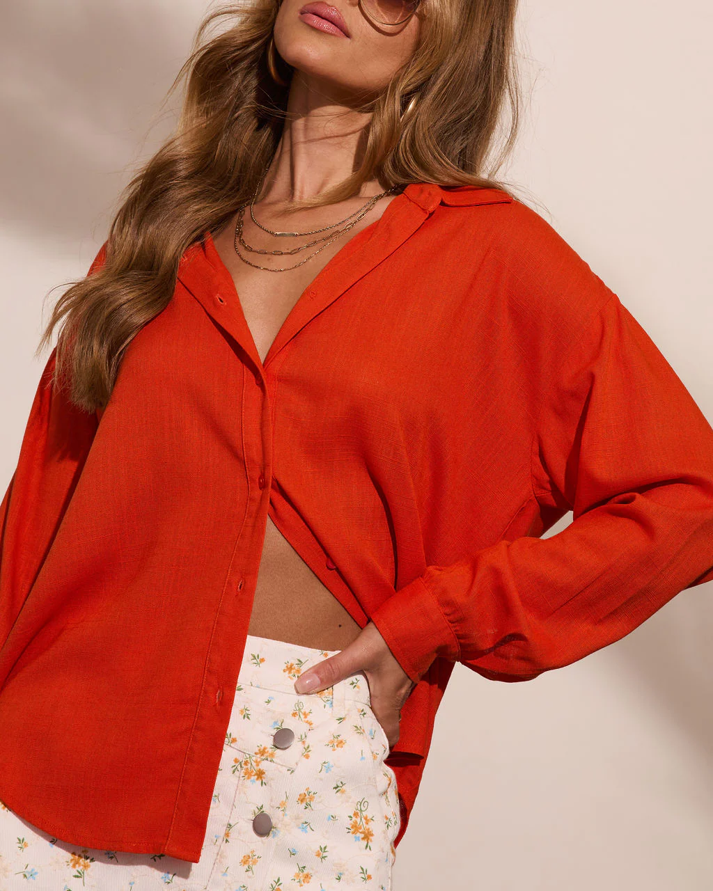 Estellah Linen Blend Button Down Top - Image 6