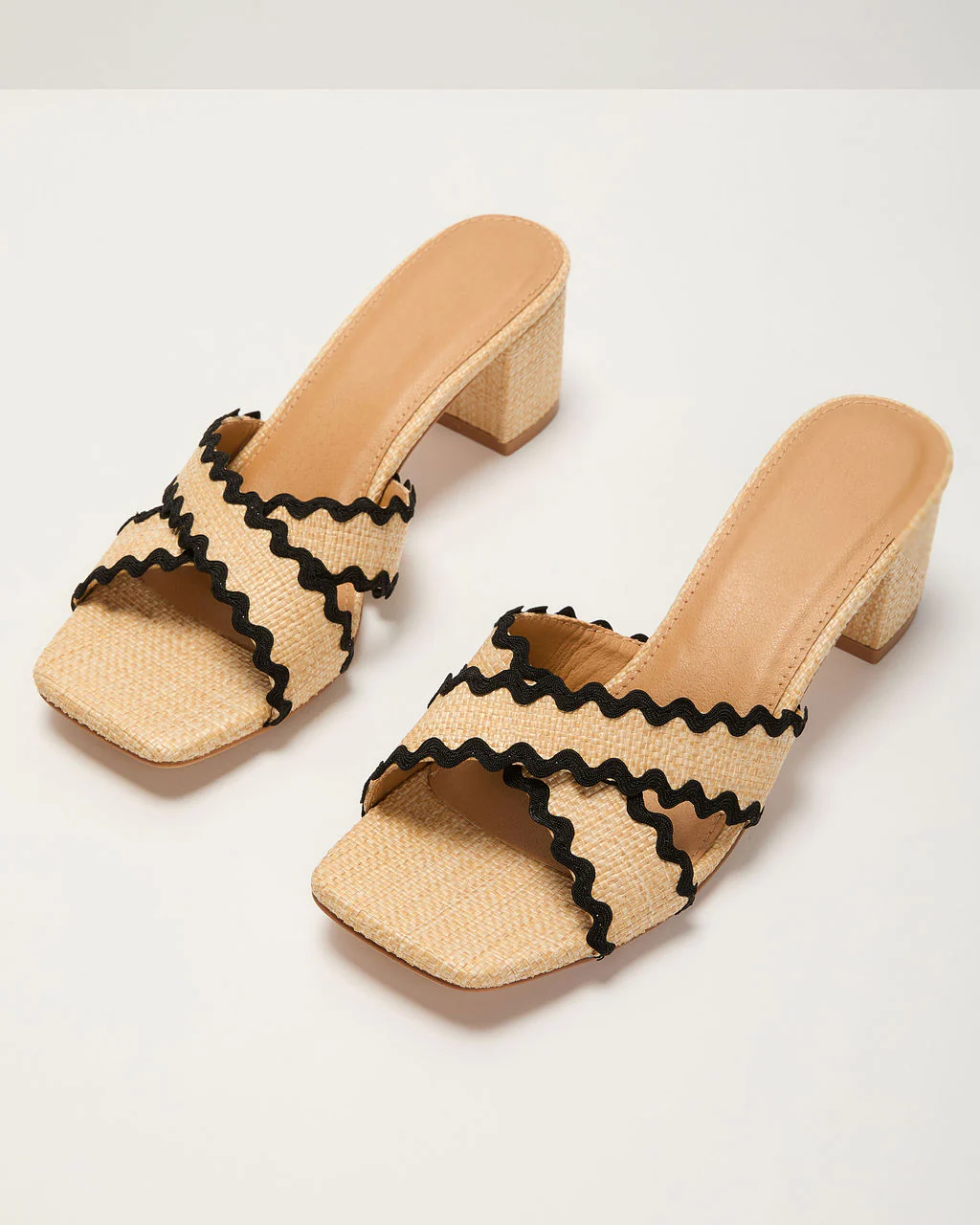 Esther Contrast Zigzag Trim Mules - Image 2
