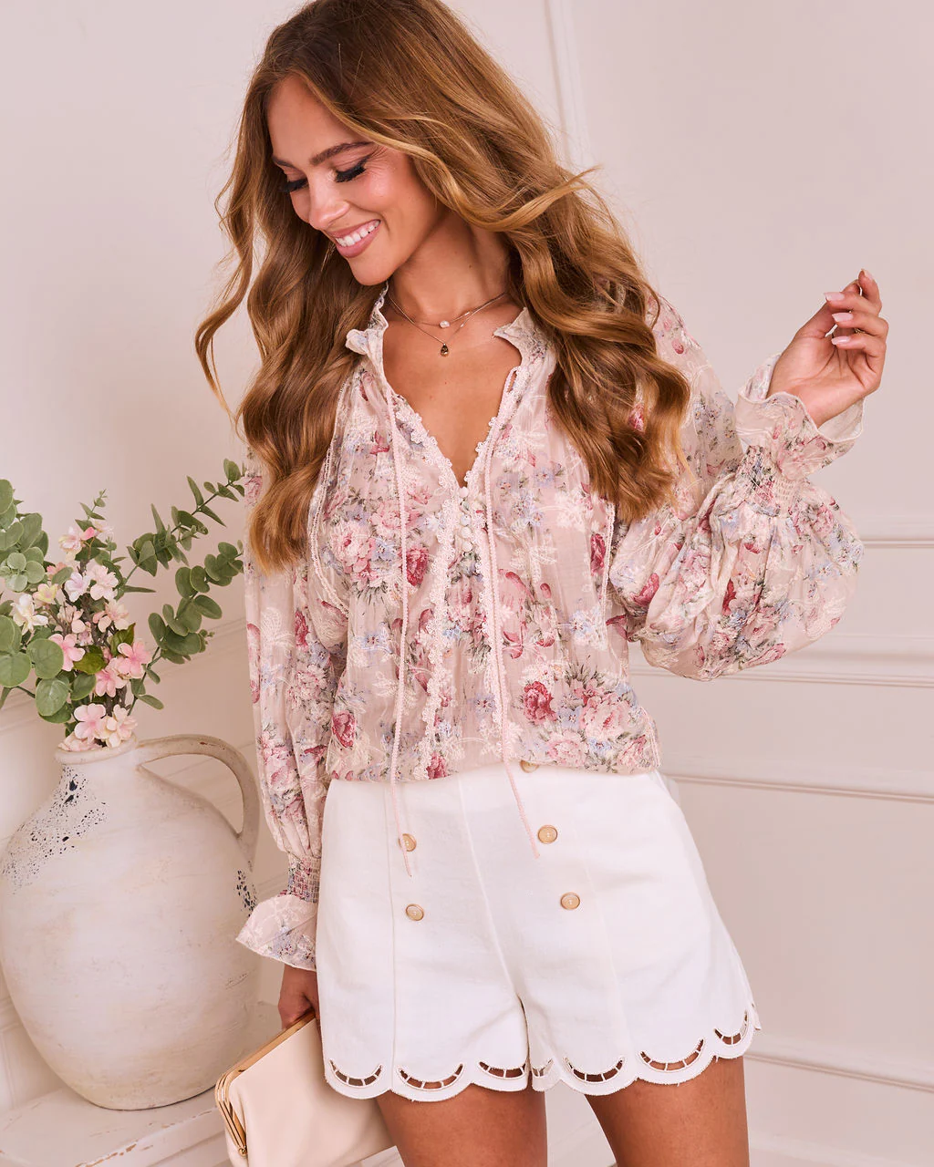 Ethereal Darling Split Neck Tie Floral Blouse - Image 5