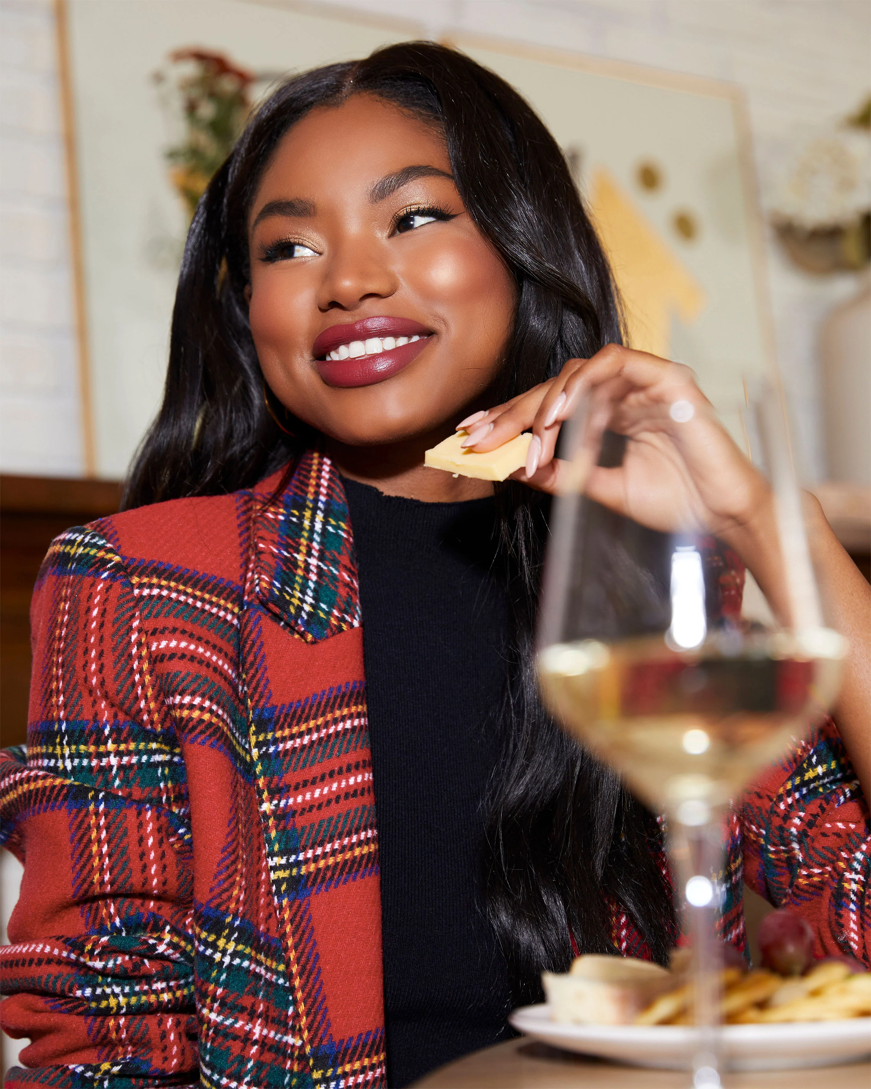Eve Pocketed Plaid Blazer - Image 23
