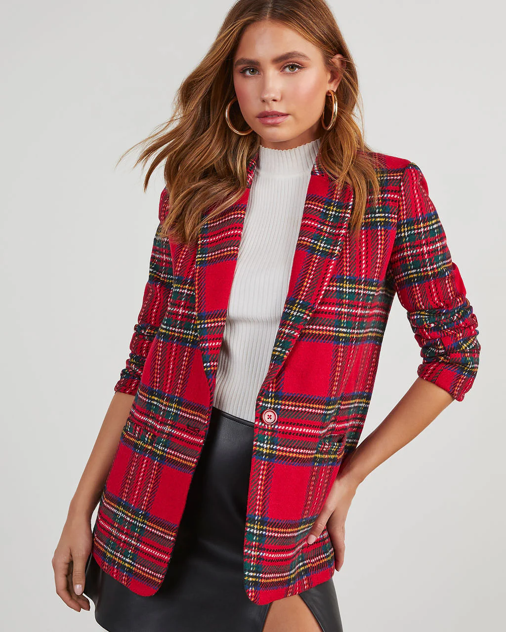 Eve Pocketed Plaid Blazer - Image 6