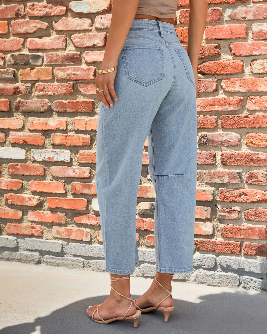 Eveline Stretch High Rise Cropped Distressed Barrel Jeans - Image 4