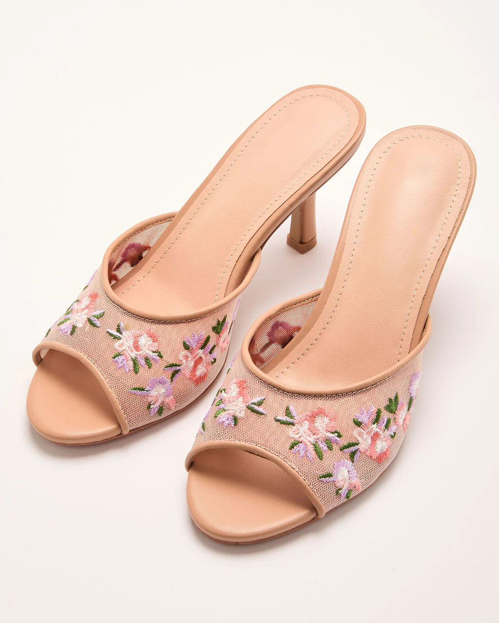 Evelora Floral Mesh Heel Mules - Image 2
