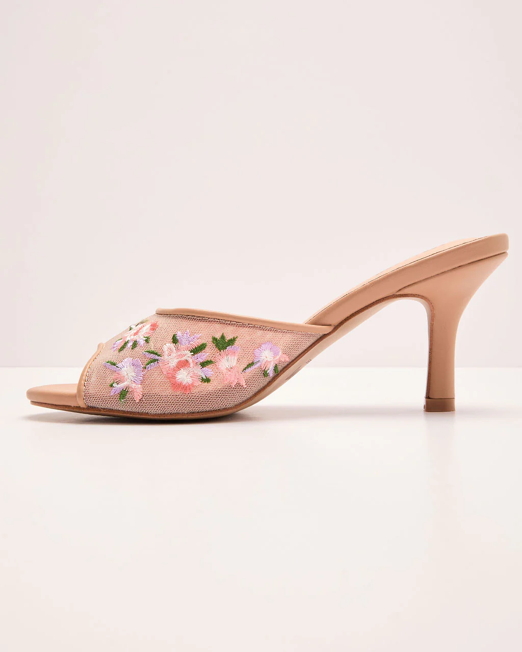Evelora Floral Mesh Heel Mules - Image 3