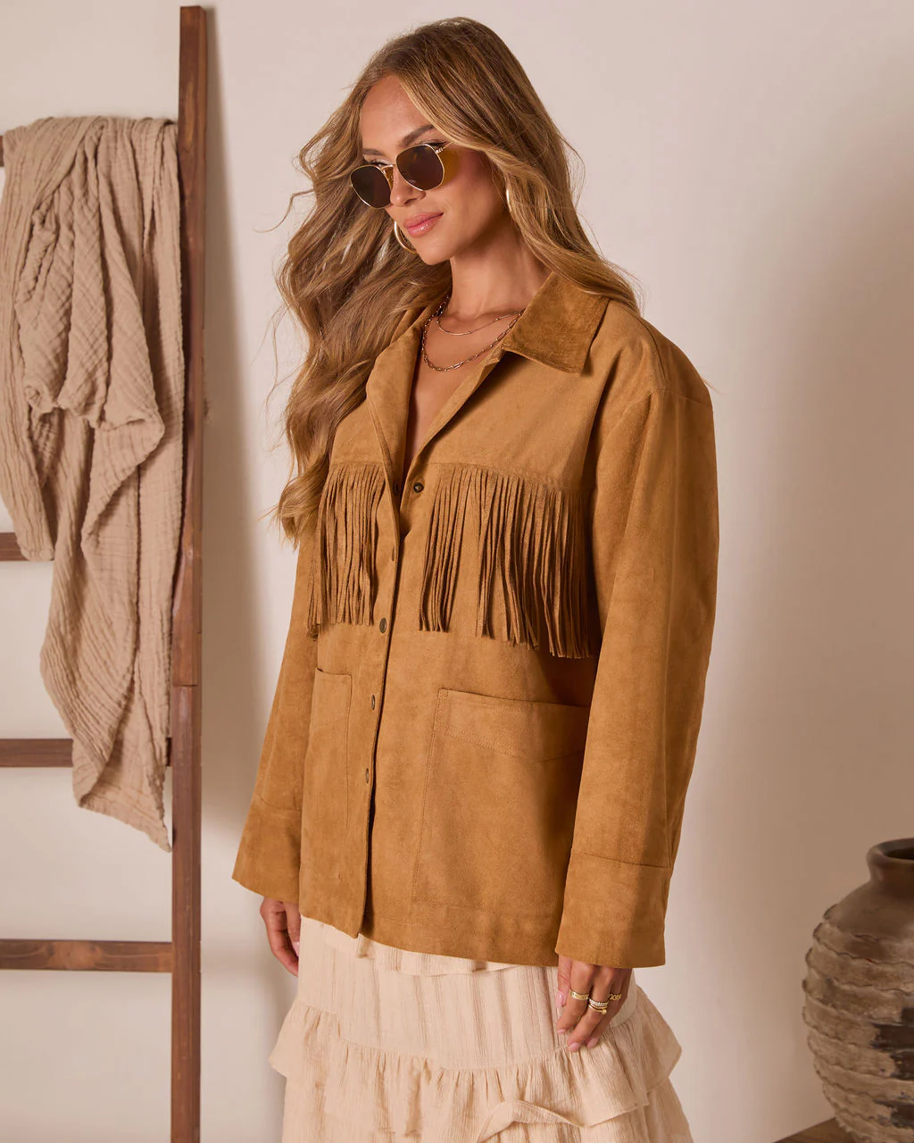 Even Ember Suede Fringe Jacket - Image 3