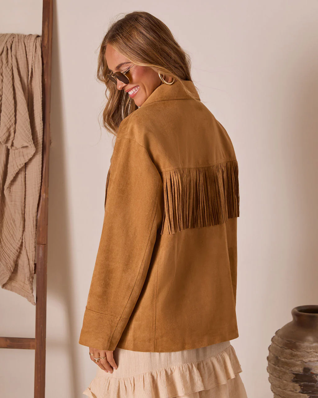 Even Ember Suede Fringe Jacket - Image 4
