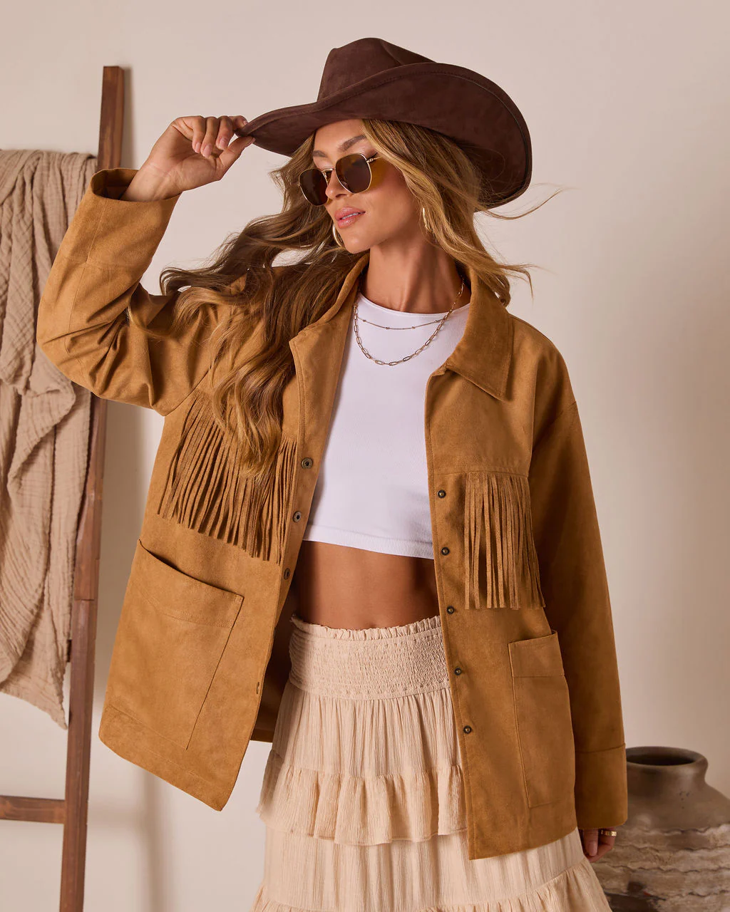 Even Ember Suede Fringe Jacket - Image 5