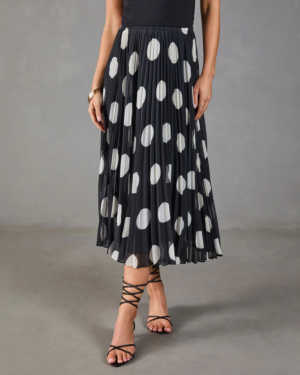 Evening Icon Pleated Polka Dot Midi Skirt - Image 2