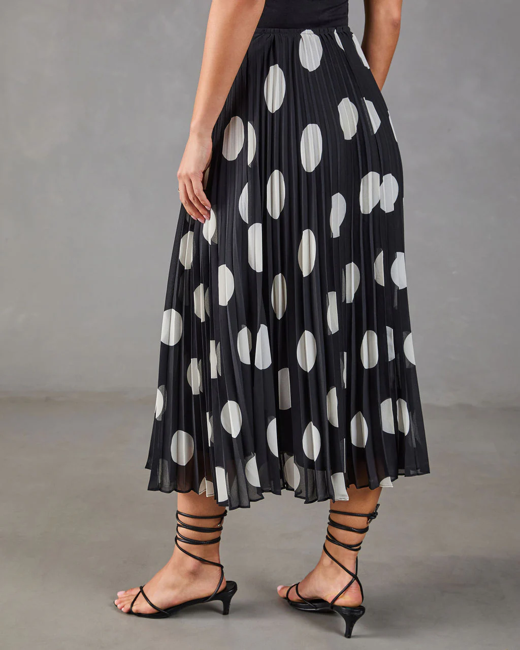 Evening Icon Pleated Polka Dot Midi Skirt - Image 4