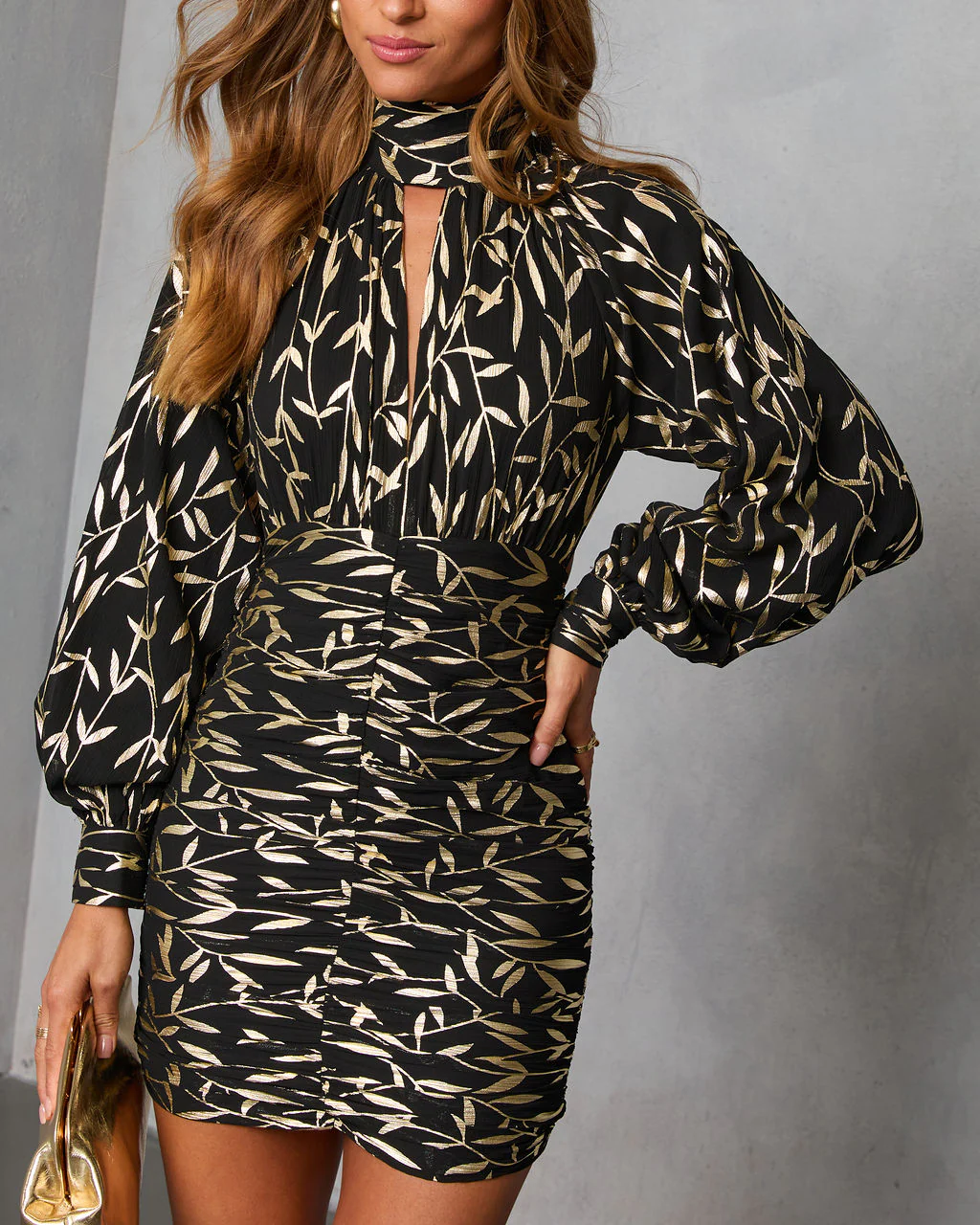 Evening Stem Printed Foil Mini Dress - Image 6