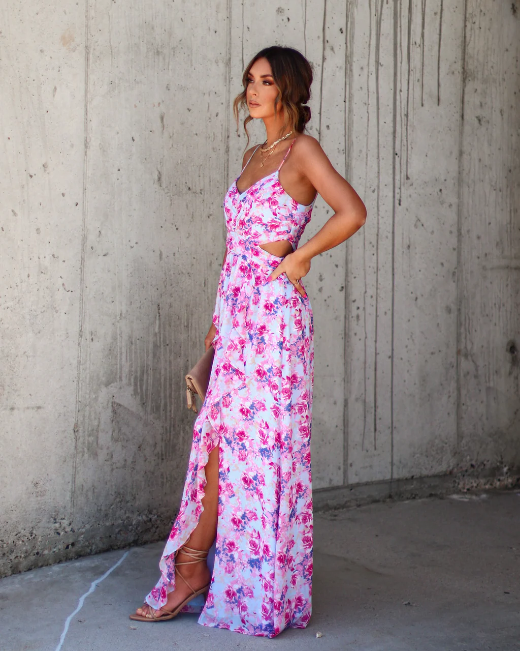 Ever So Sweet Floral Side Cutout Maxi Dress - Image 5