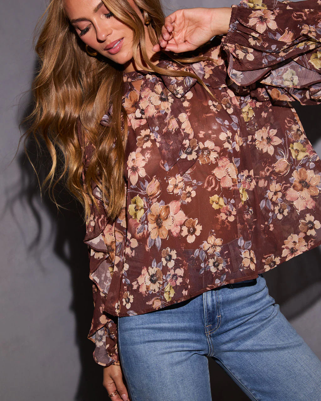 Evienne Printed Neck Tie Top - Image 6