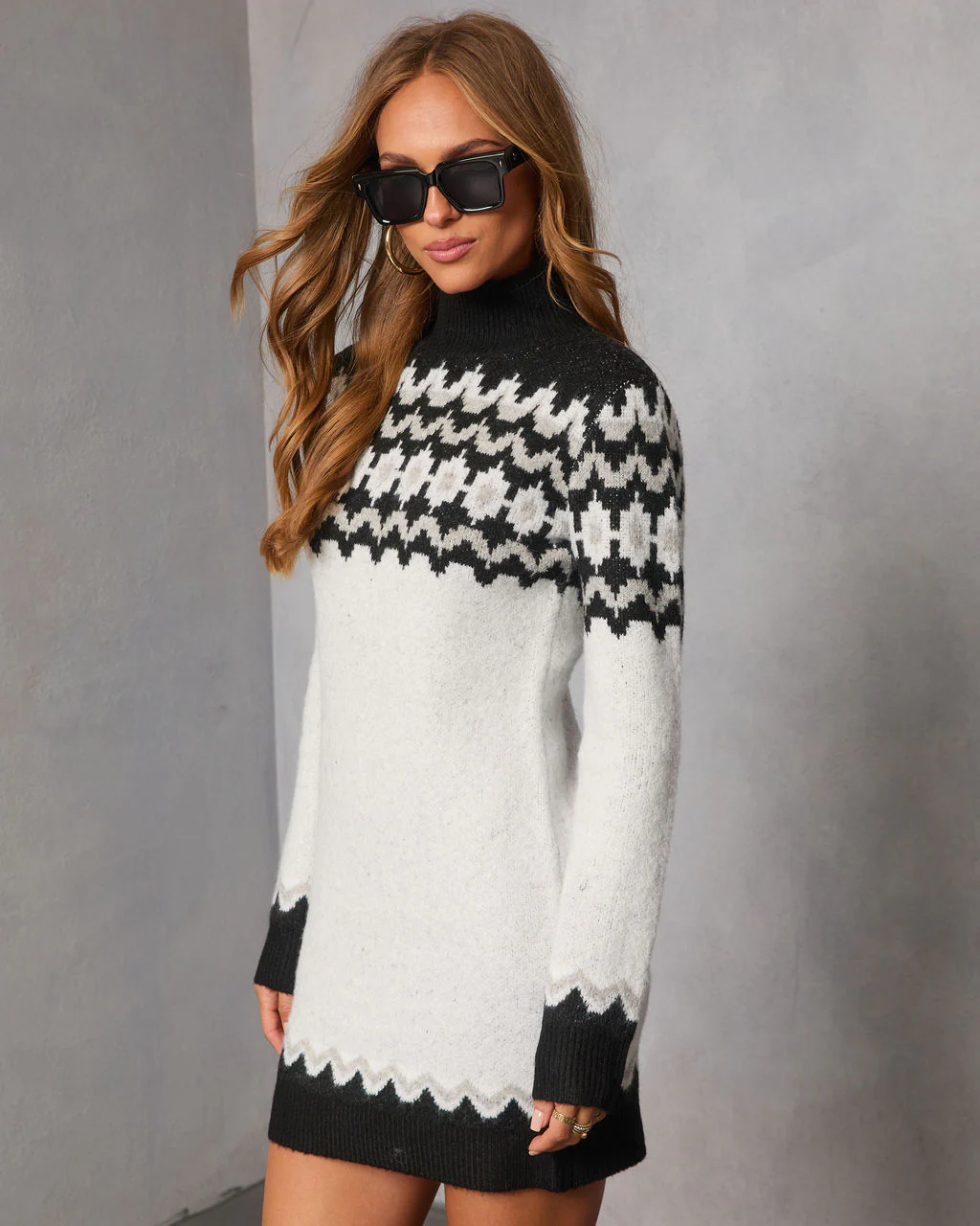 Starry Cabin Abstract Fair Isle Mini Sweater Dress - Image 3