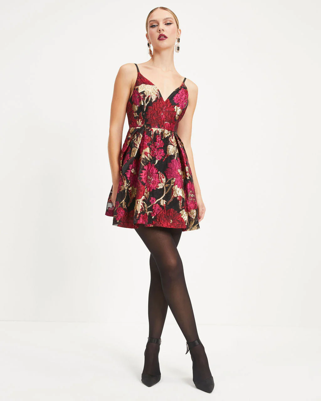 Fairest Of Them All Floral Metallic Organza Mini Dress - Image 3