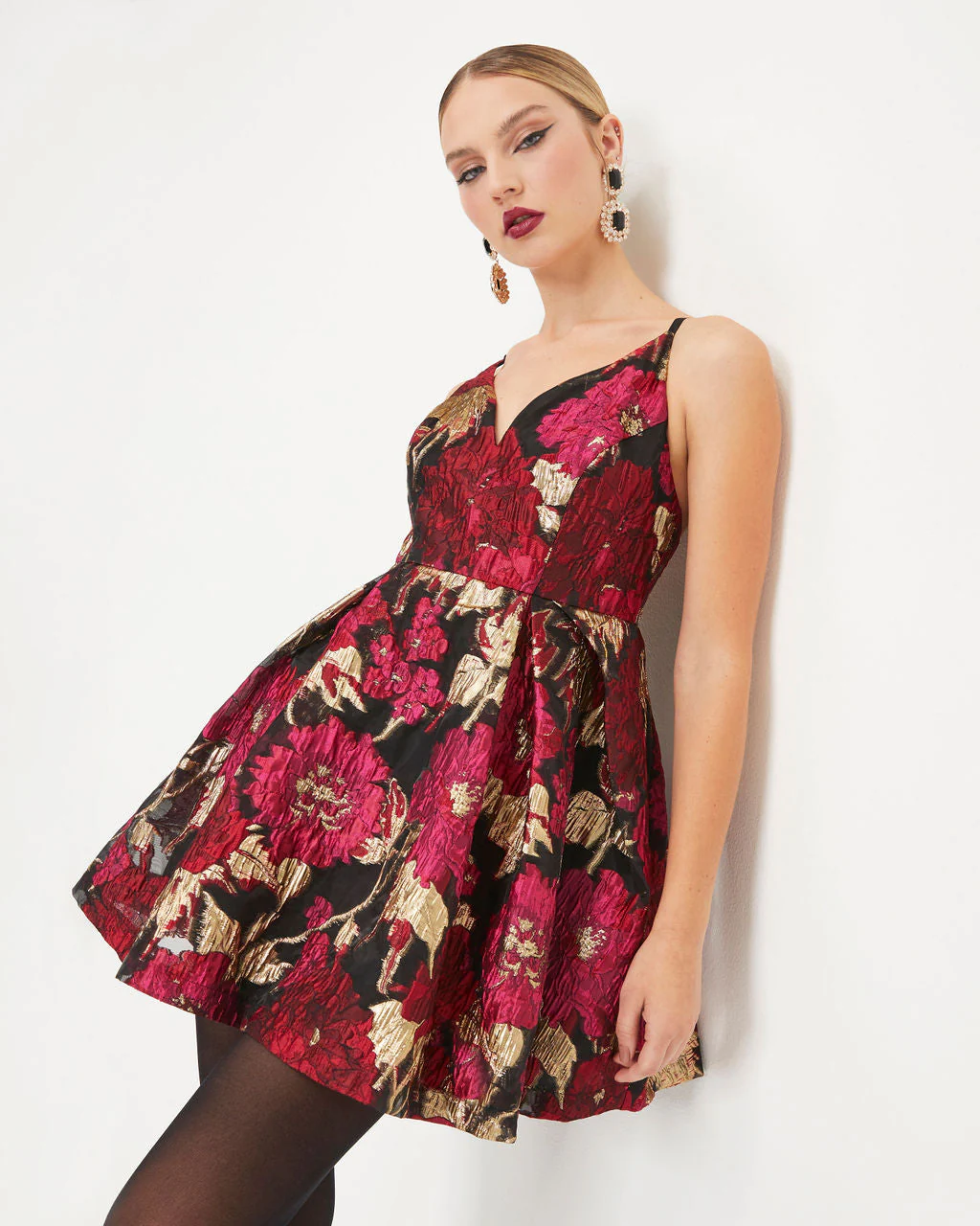 Fairest Of Them All Floral Metallic Organza Mini Dress - Image 5