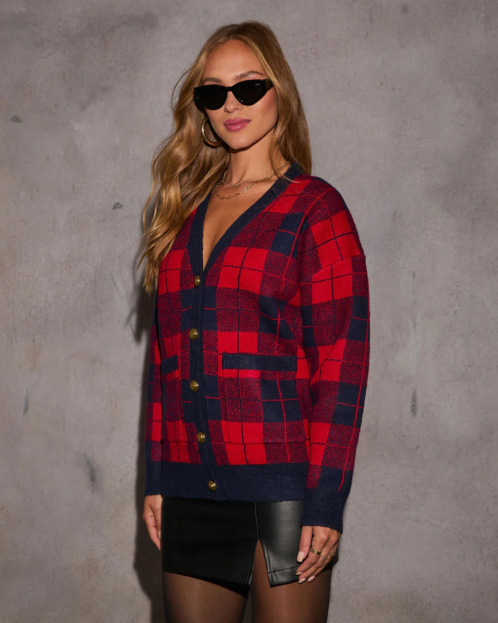Fall Foliage Plaid Button Down Cardigan - Image 3