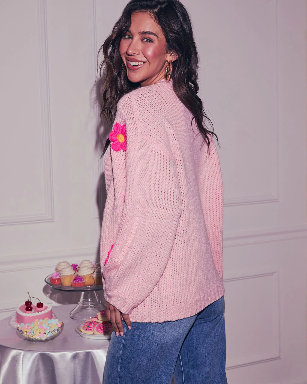 Fallen Daisy Oversized Knit Cardigan - Image 10