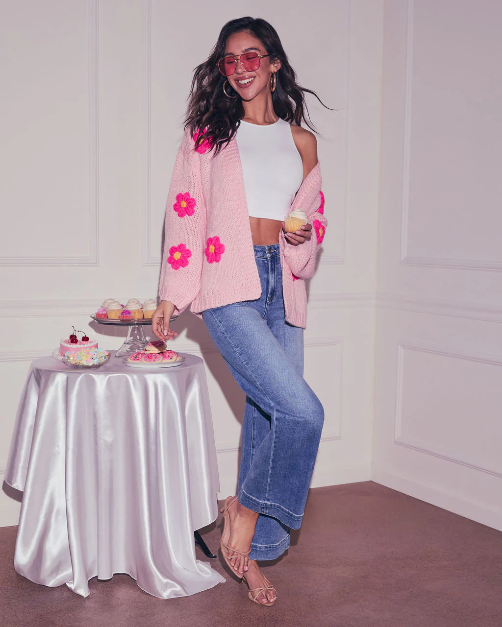 Fallen Daisy Oversized Knit Cardigan - Image 12