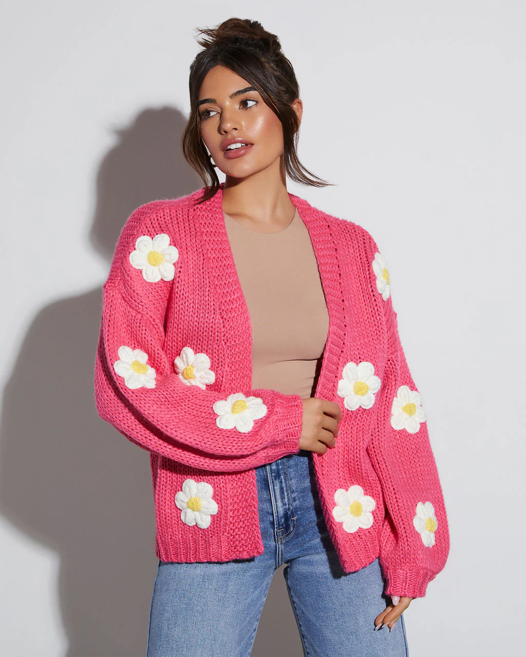 Fallen Daisy Oversized Knit Cardigan - Image 20