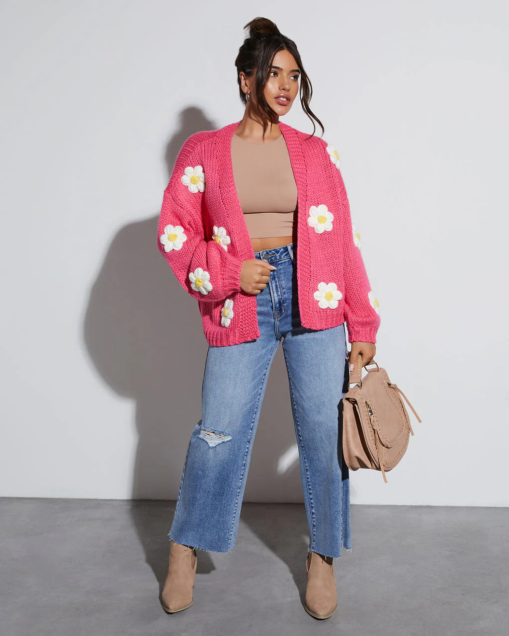 Fallen Daisy Oversized Knit Cardigan - Image 21
