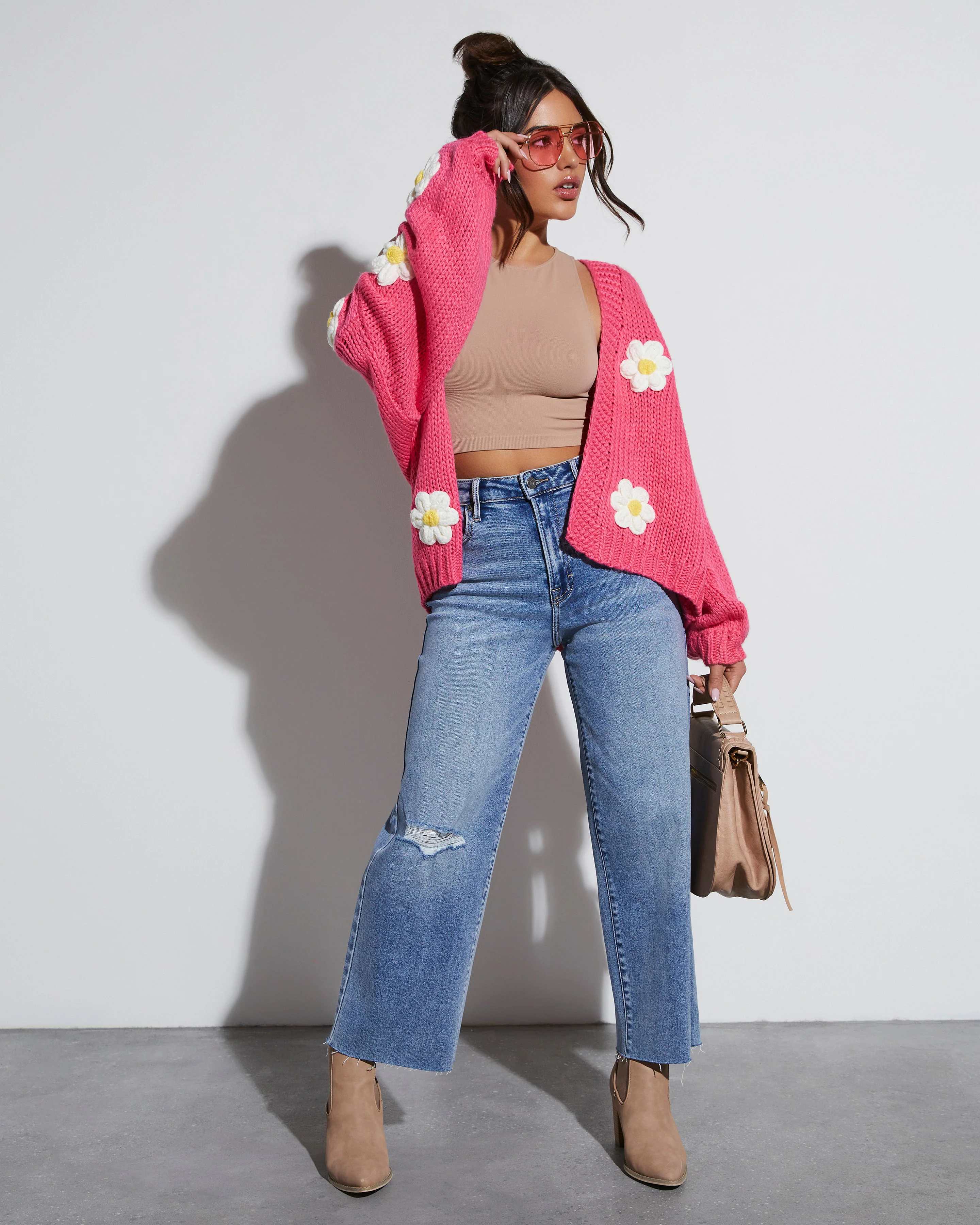 Fallen Daisy Oversized Knit Cardigan - Image 25