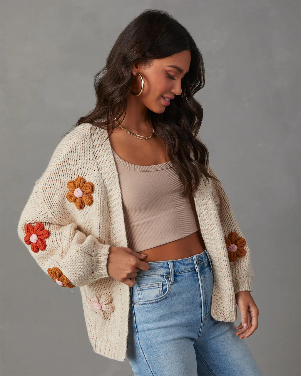 Fallen Daisy Oversized Knit Cardigan - Image 28