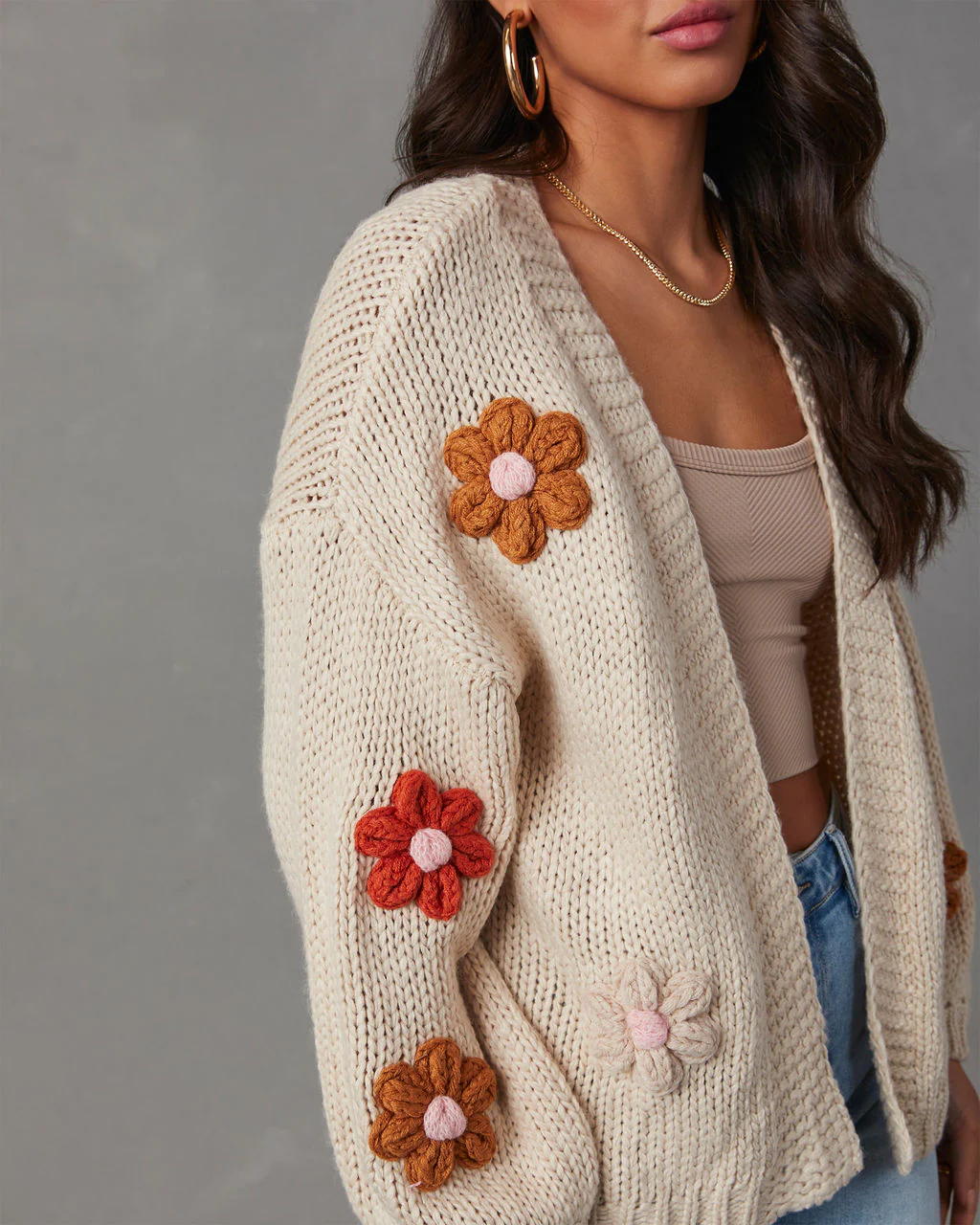 Fallen Daisy Oversized Knit Cardigan - Image 29