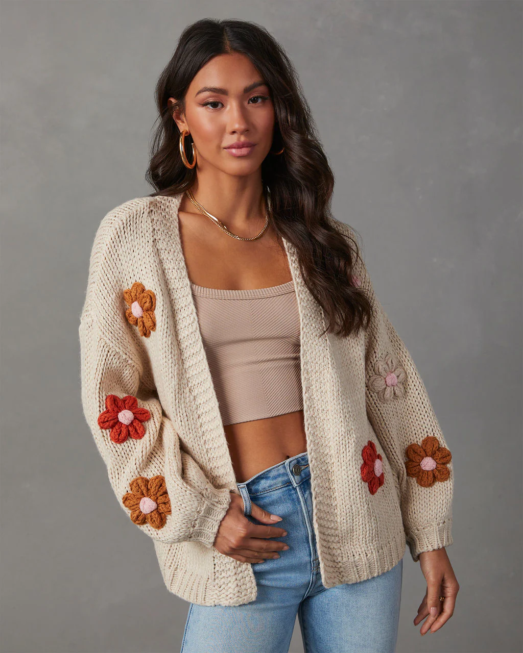 Fallen Daisy Oversized Knit Cardigan - Image 31