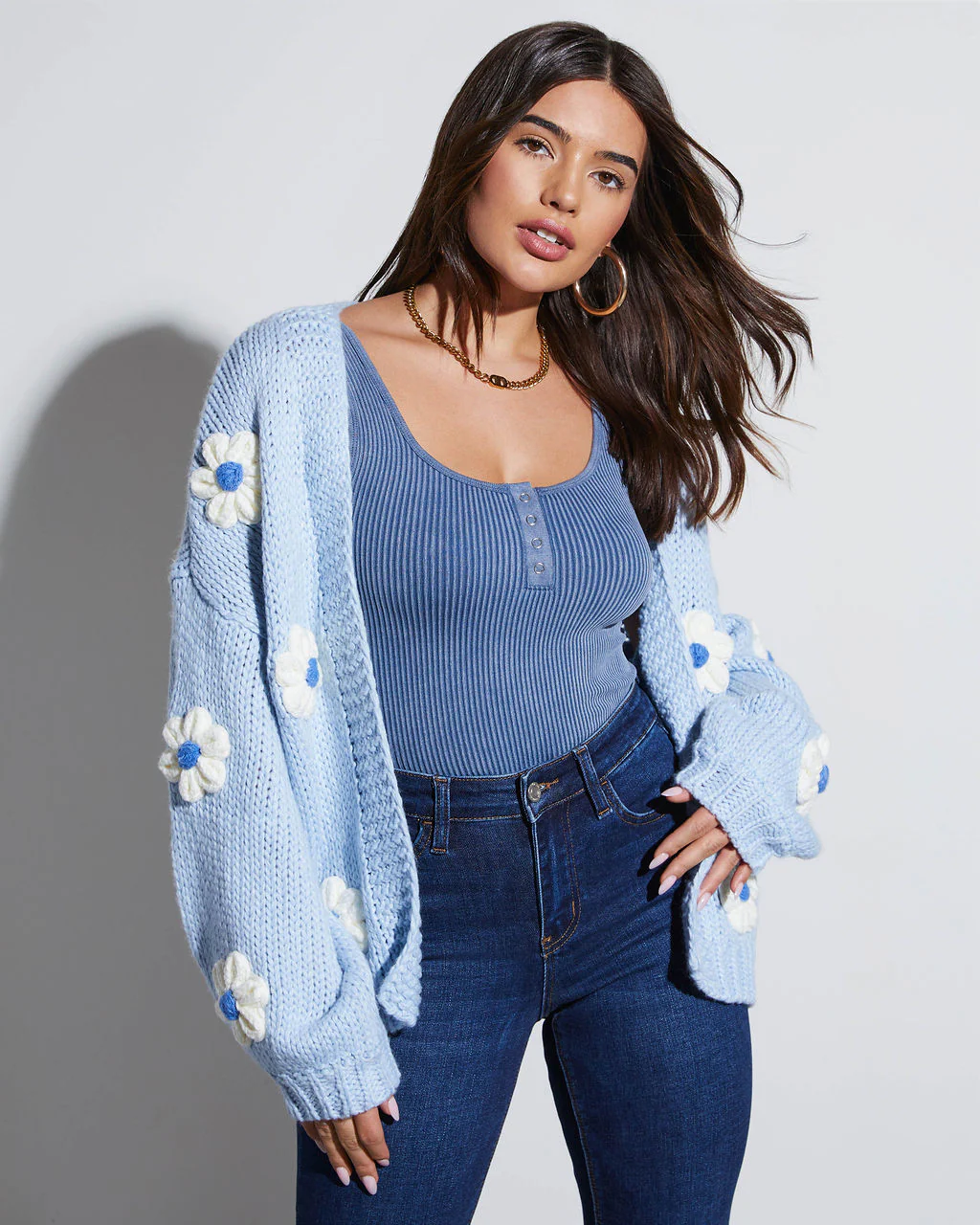 Fallen Daisy Oversized Knit Cardigan - Image 32