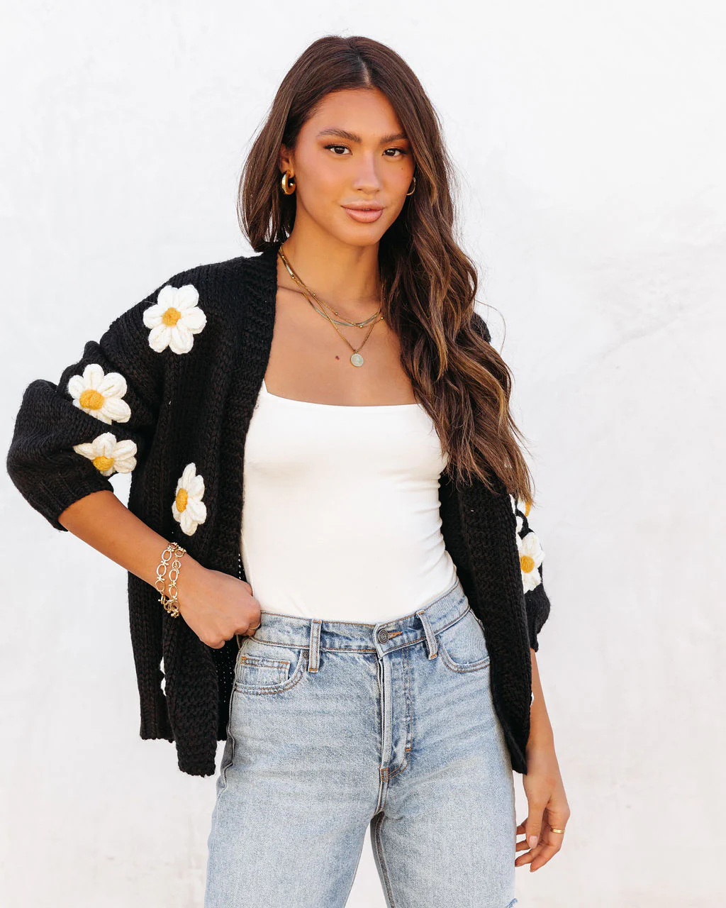 Fallen Daisy Oversized Knit Cardigan - Image 41