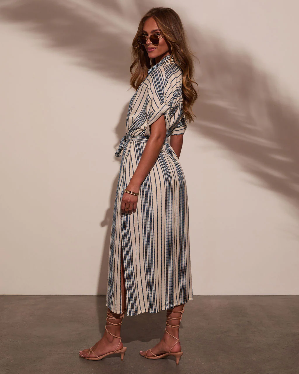 Falling Sun Striped Midi Shirt Dress - Image 4