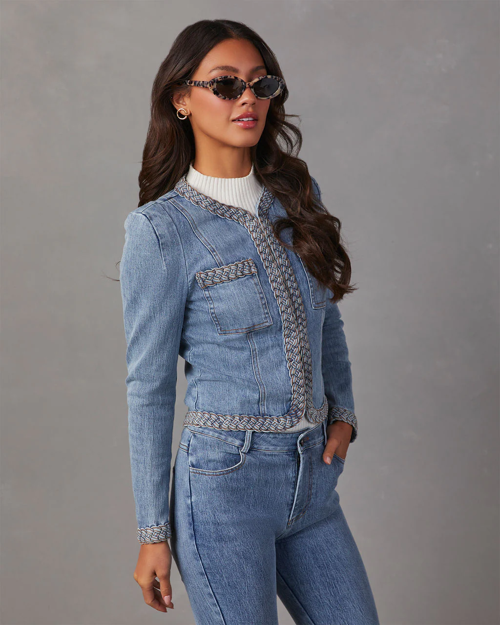 Farrow Braided Denim Tailored Jacket - Image 3